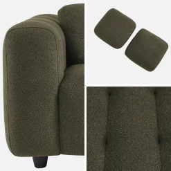 Sofá em tecido bouclé, 3 lugares