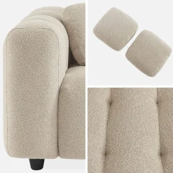 Sofá em tecido bouclé, 3 lugares
