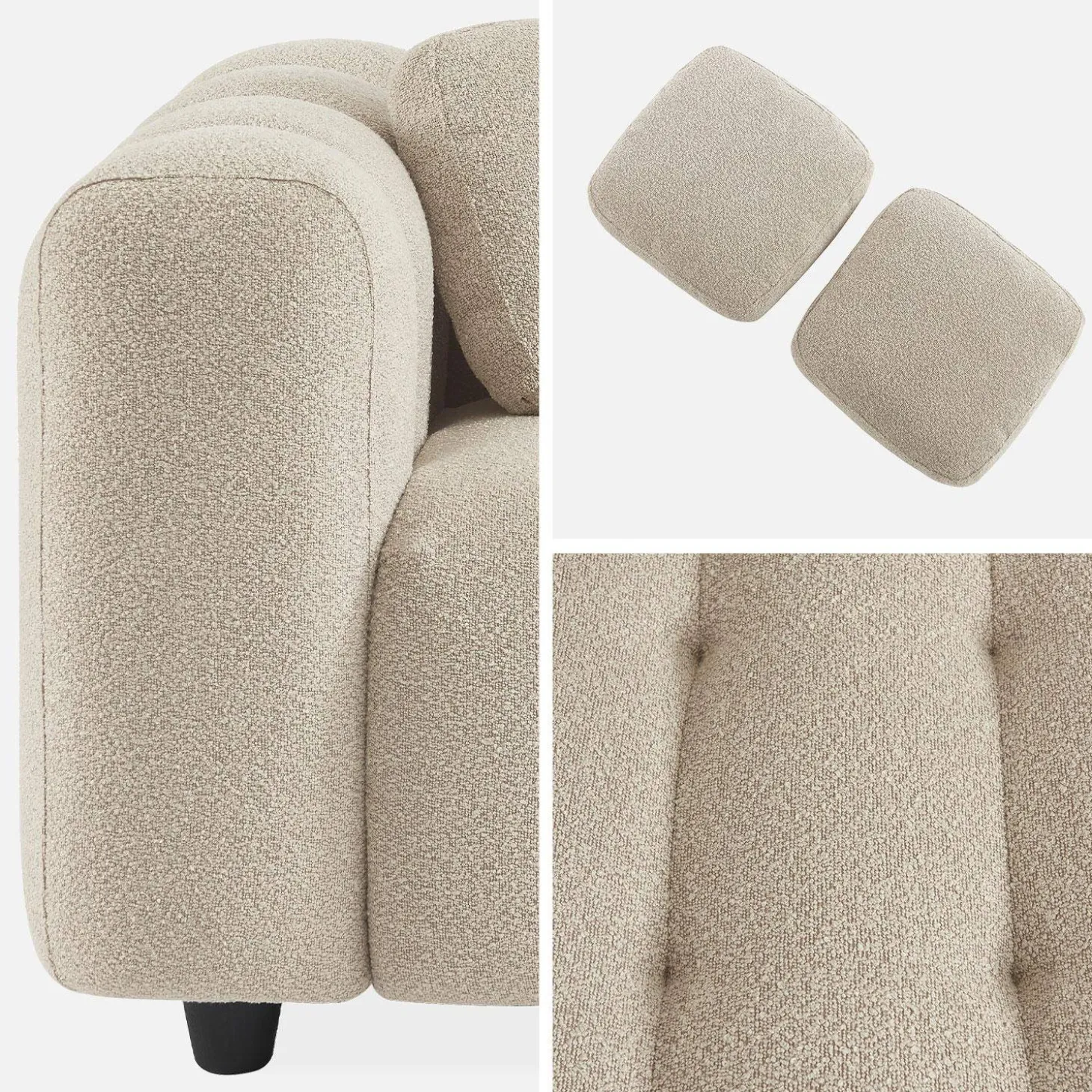 Sofá em tecido bouclé, 3 lugares
