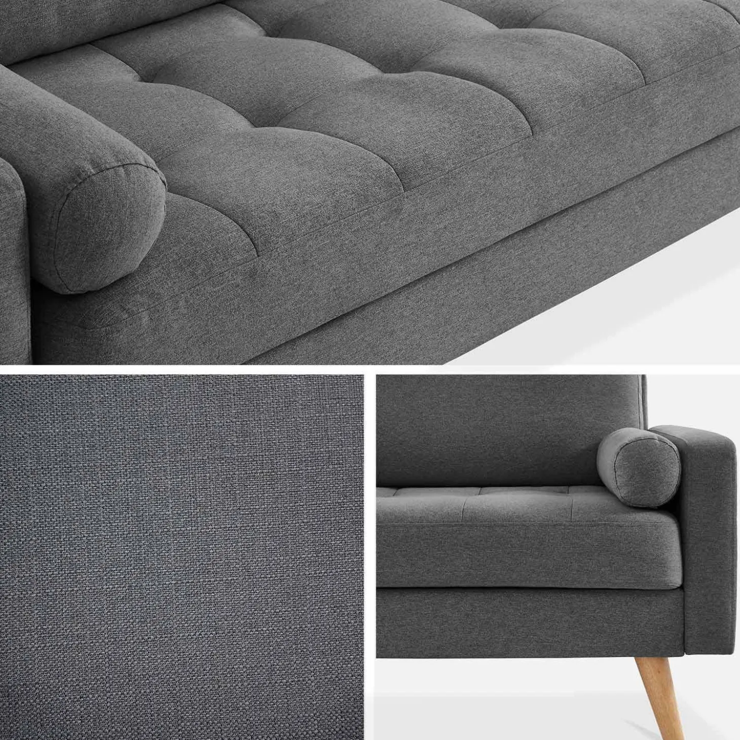 Sofá em tecido de estilo escandinavo, 3 lugares