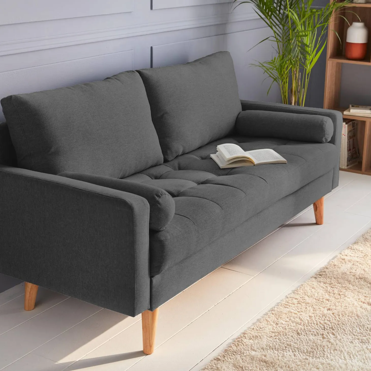 Sofá em tecido de estilo escandinavo, 3 lugares