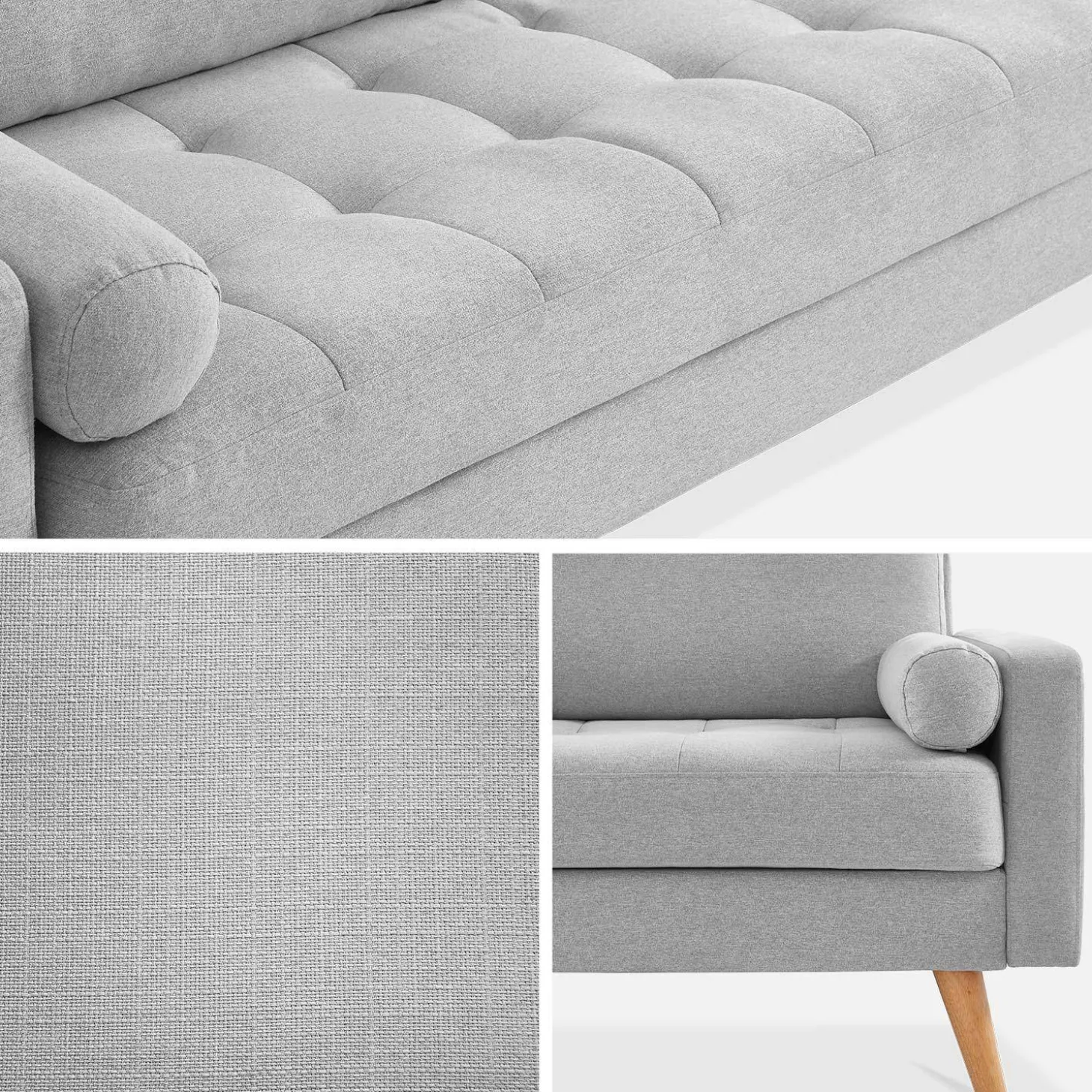 Sofá em tecido de estilo escandinavo, 3 lugares