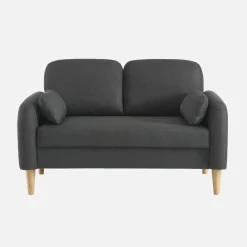 Sofá estilo escandinavo em tecido com pés em madeira, 2 lugares