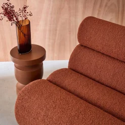 Sofá modular com apoio para os pés em tecido bouclé, 3 lugares