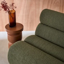 Sofá modular com apoio para os pés em tecido bouclé, 3 lugares