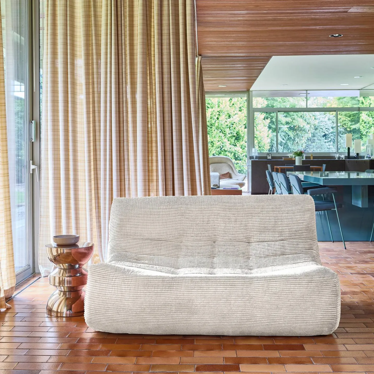 Sofá modular de veludo canelado, 2 lugares