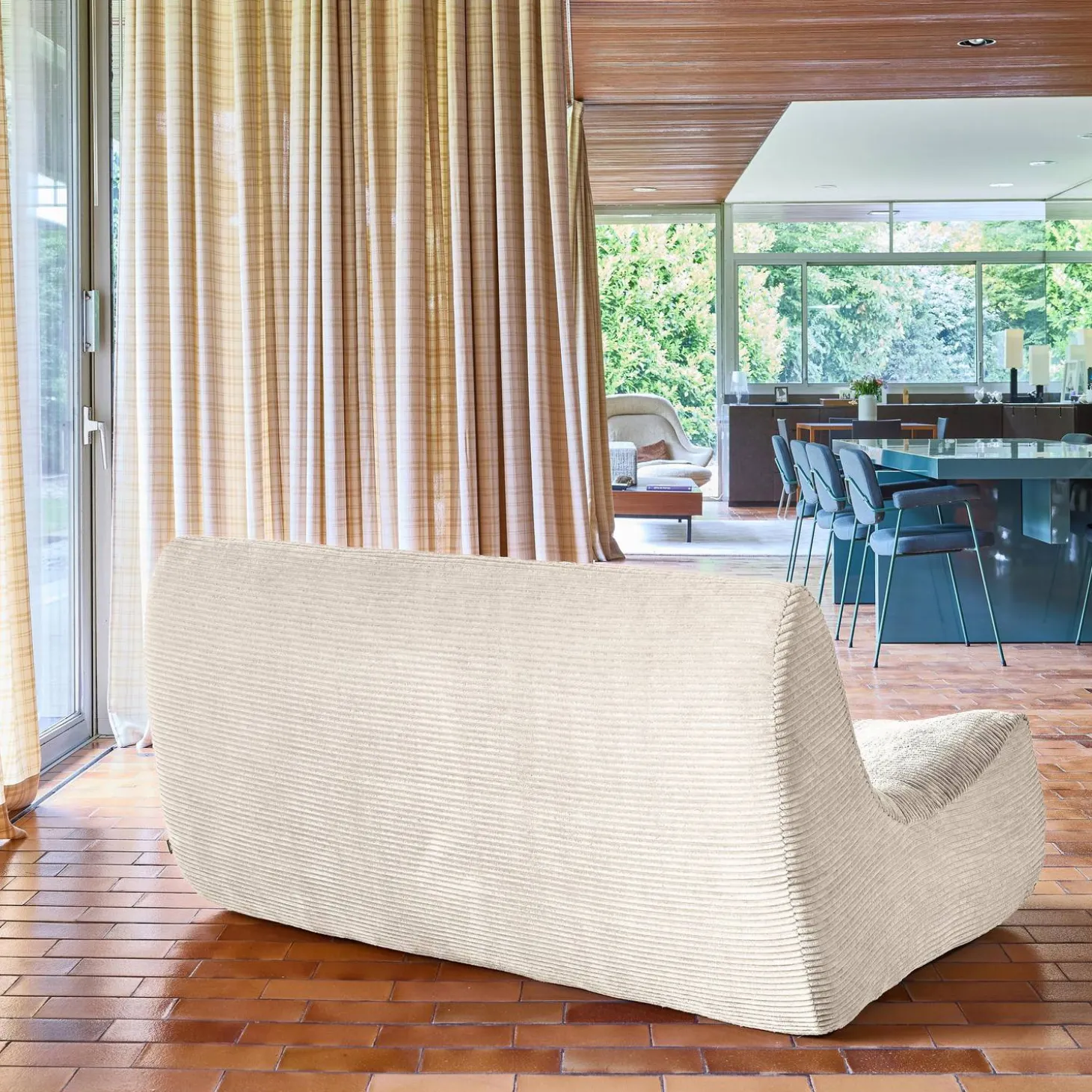 Sofá modular de veludo canelado, 2 lugares
