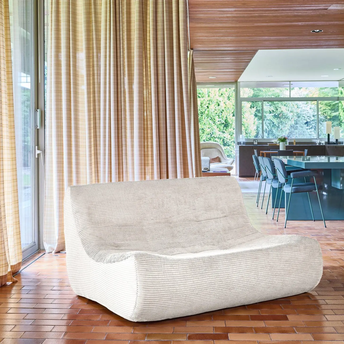 Sofá modular de veludo canelado, 2 lugares