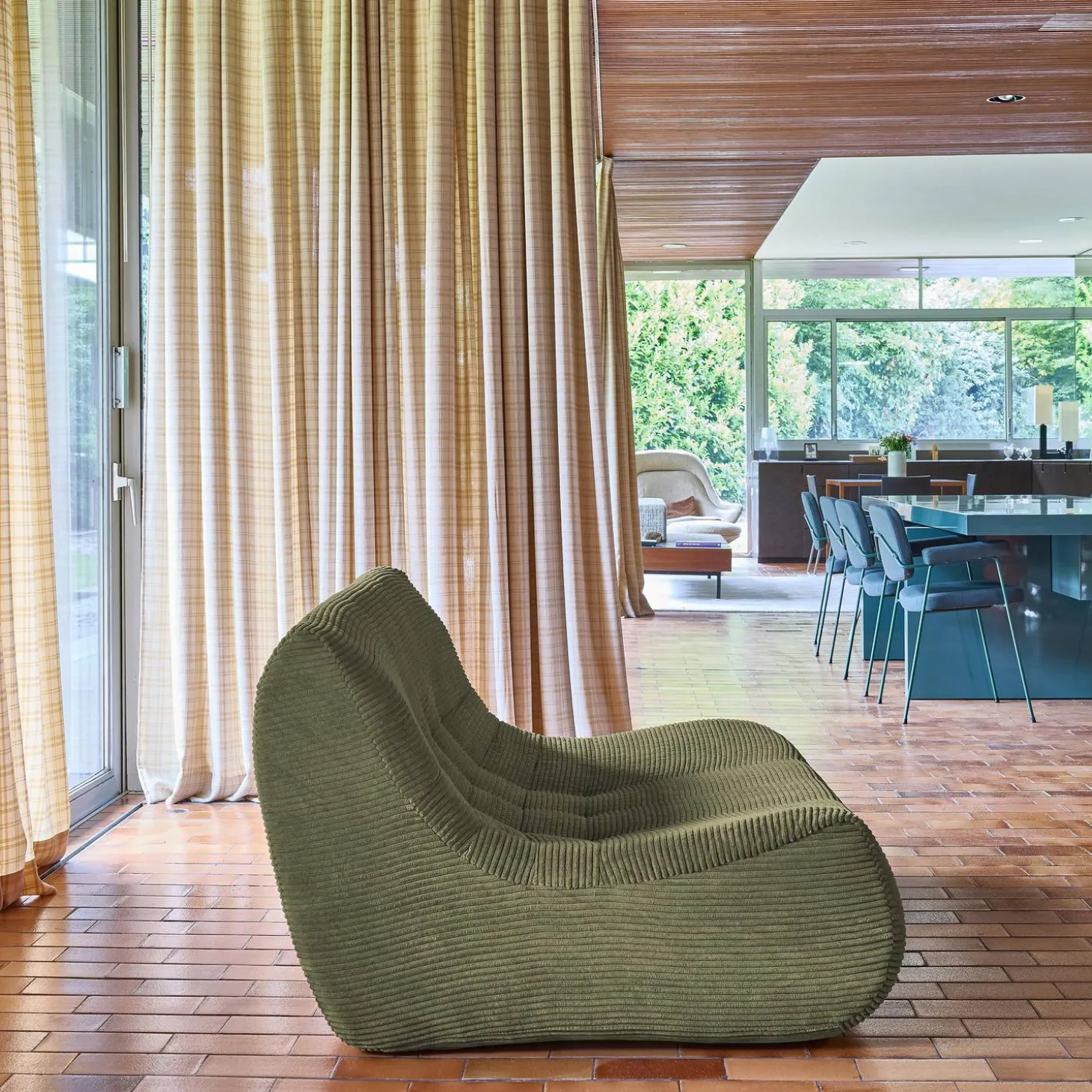 Sofá modular de veludo canelado, 2 lugares