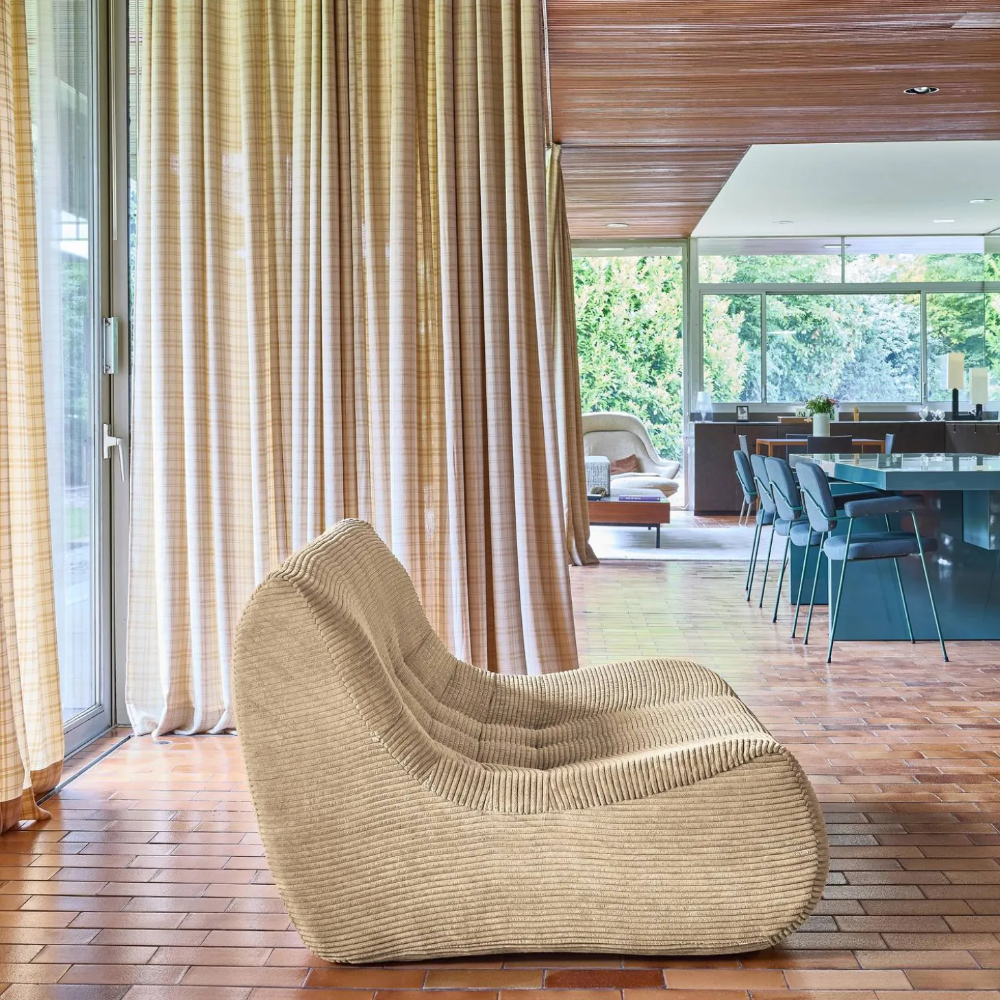 Sofá modular de veludo canelado, 2 lugares