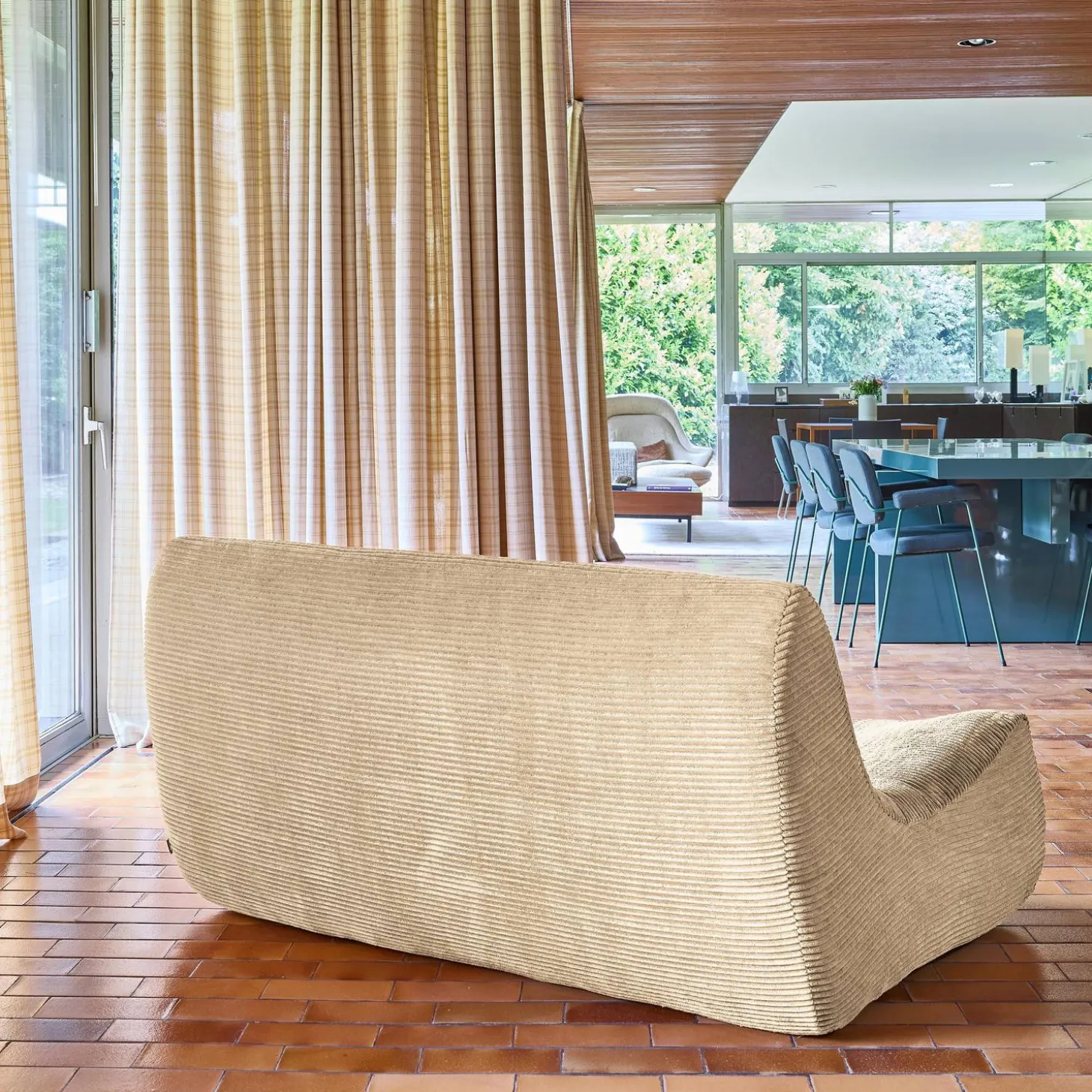 Sofá modular de veludo canelado, 2 lugares