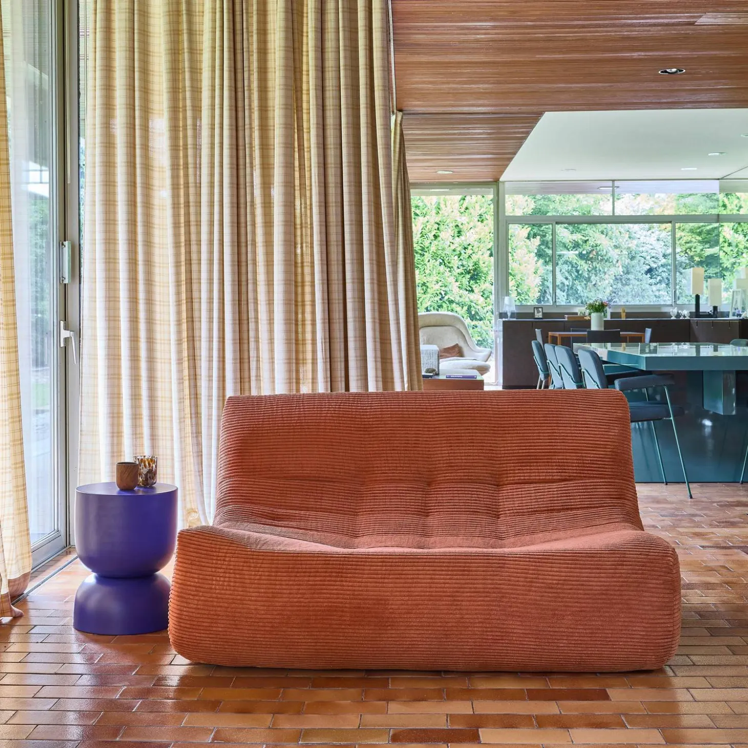 Sofá modular de veludo canelado, 2 lugares