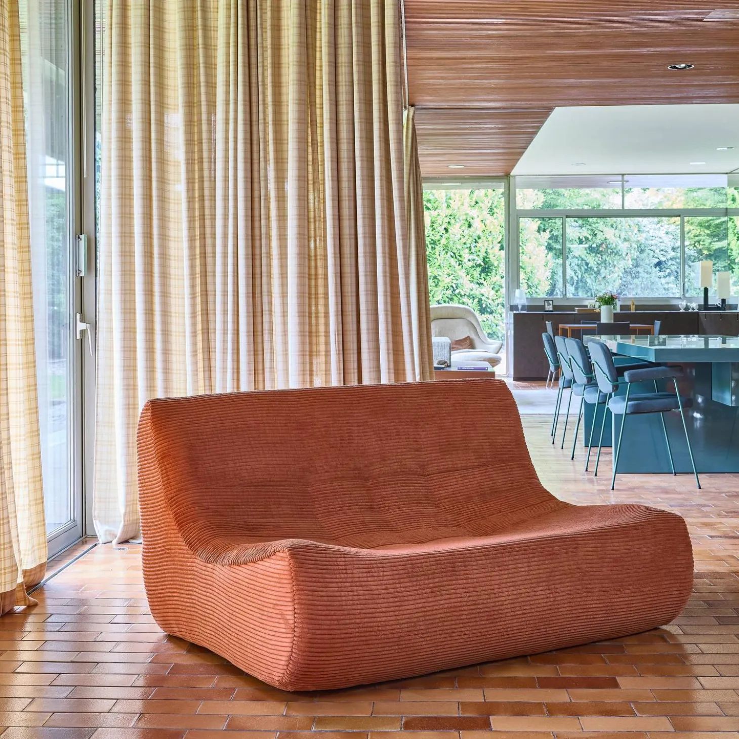 Sofá modular de veludo canelado, 2 lugares