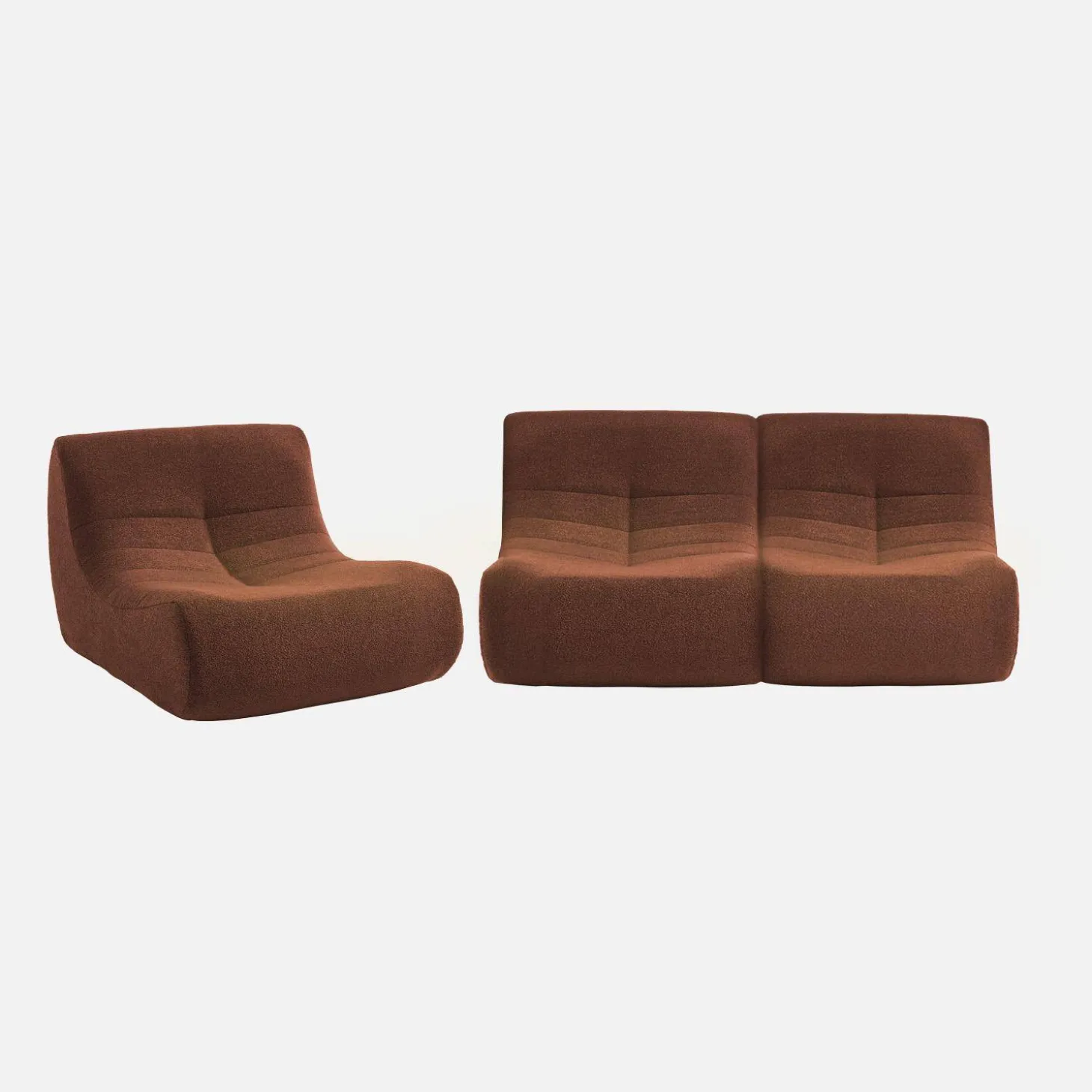 Sofá modular em boucle texturizado de 3 lugares