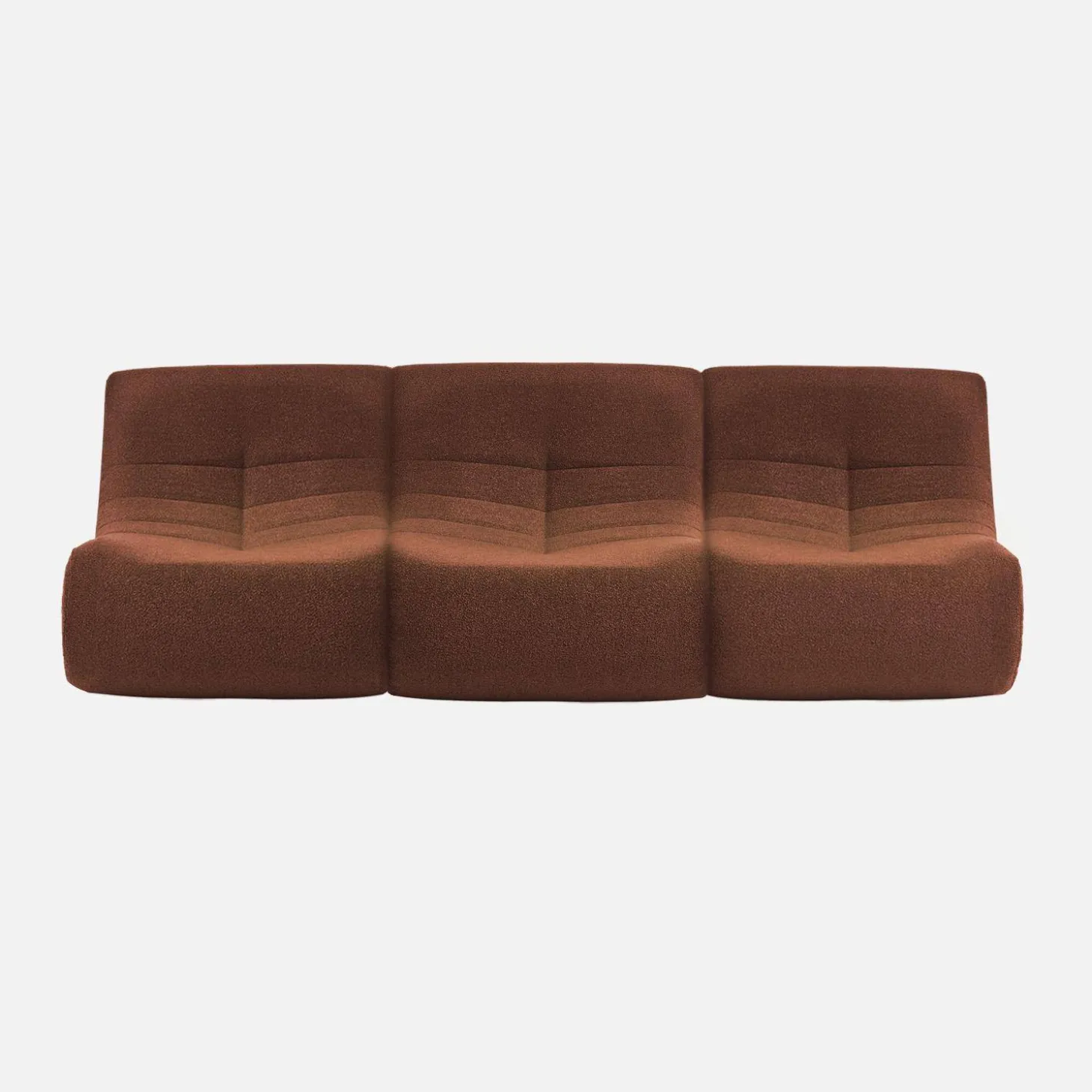 Sofá modular em boucle texturizado de 3 lugares