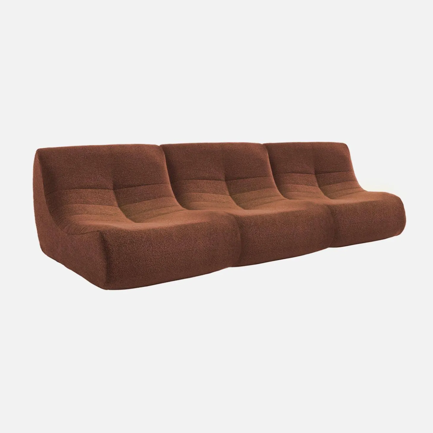Sofá modular em boucle texturizado de 3 lugares