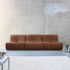 Sofá modular em boucle texturizado de 3 lugares