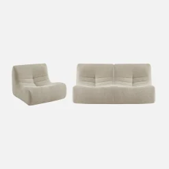 Sofá modular em boucle texturizado de 3 lugares