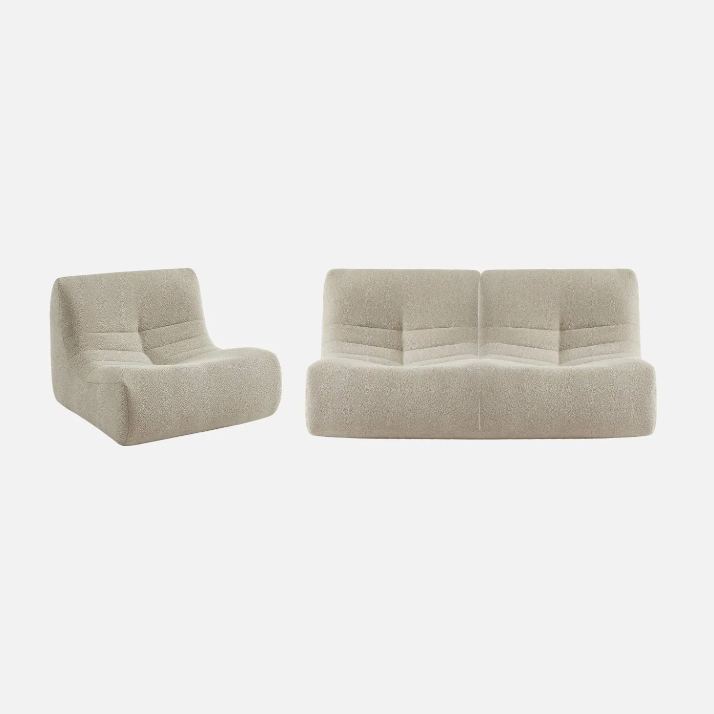 Sofá modular em boucle texturizado de 3 lugares