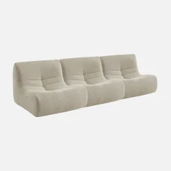 Sofá modular em boucle texturizado de 3 lugares
