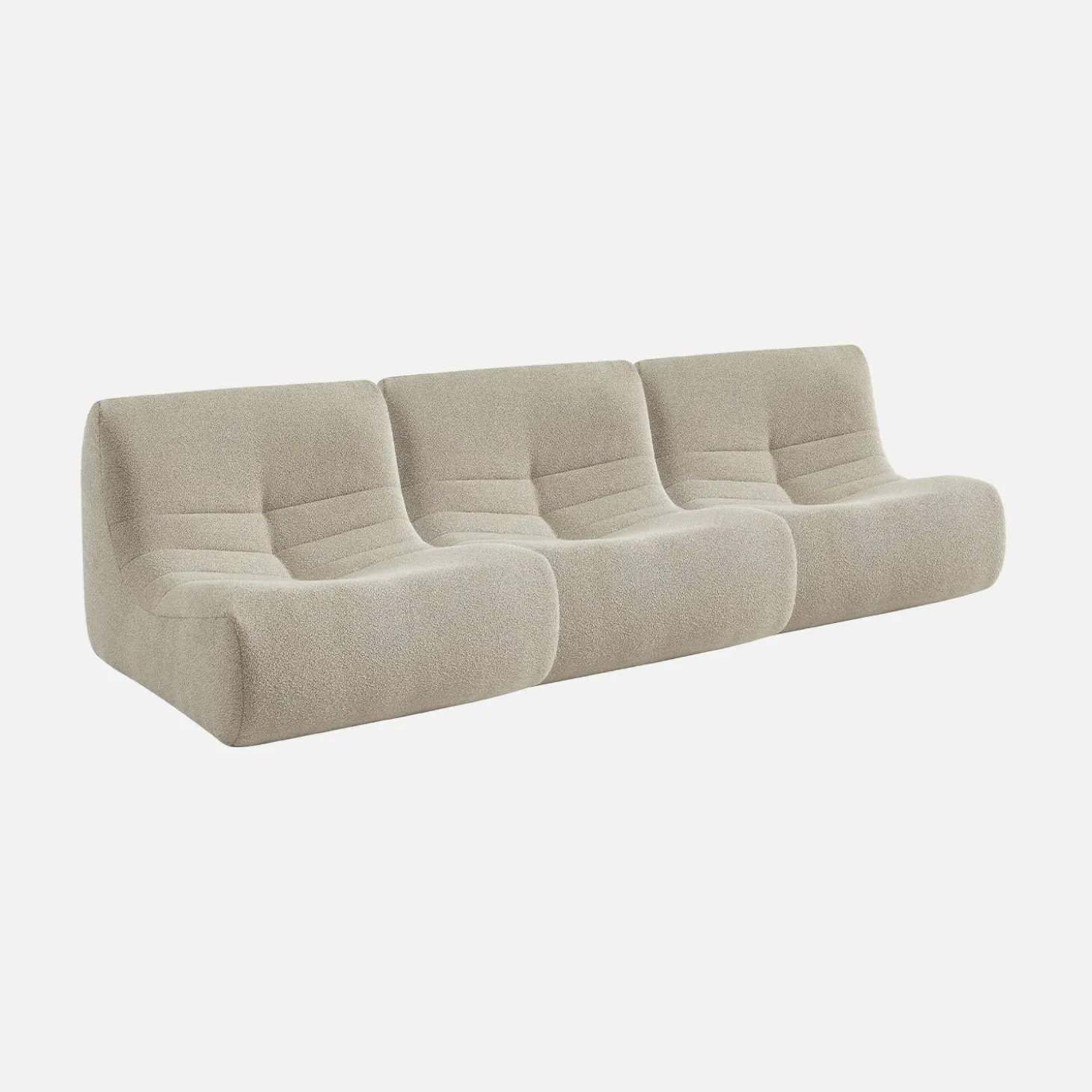 Sofá modular em boucle texturizado de 3 lugares