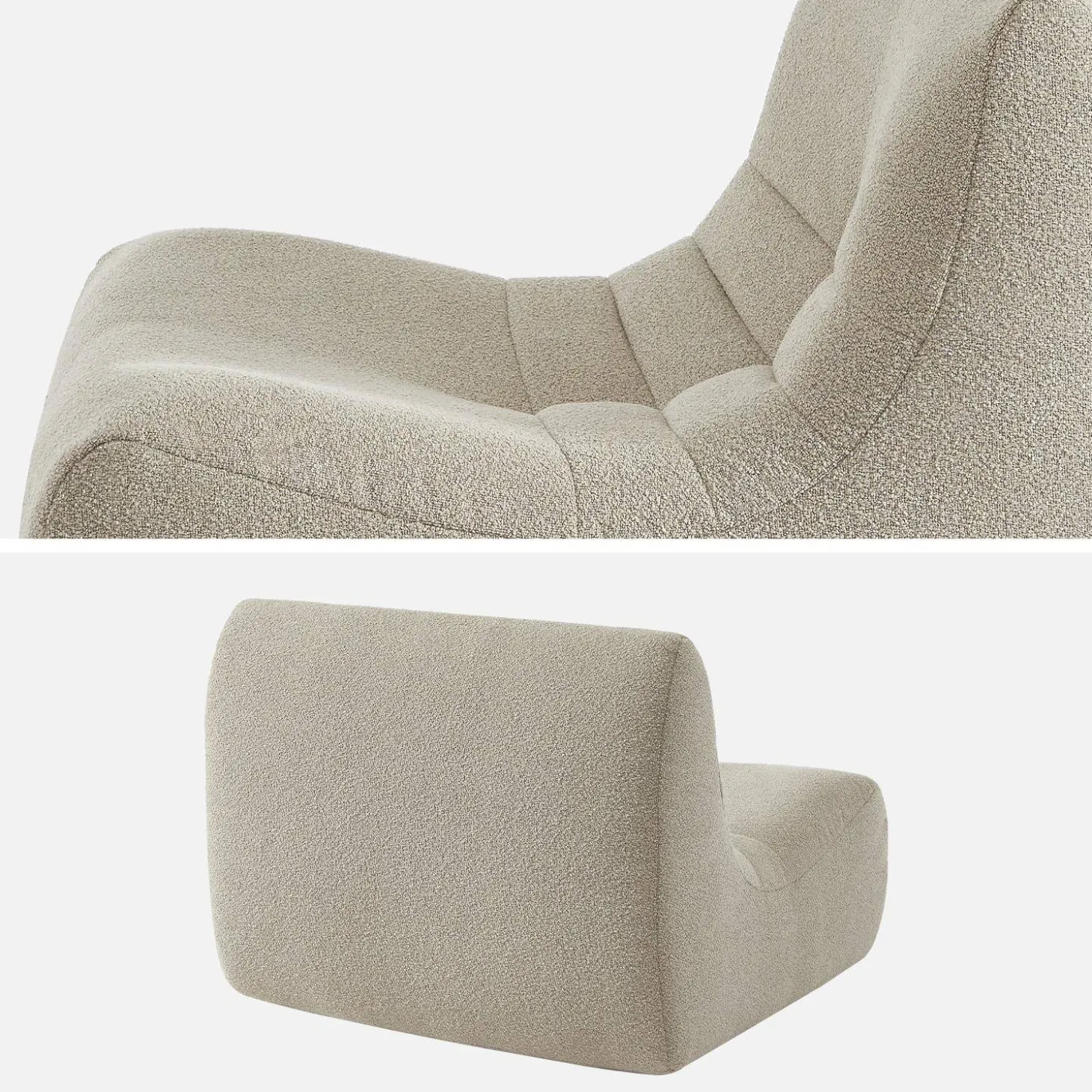 Sofá modular em boucle texturizado de 3 lugares