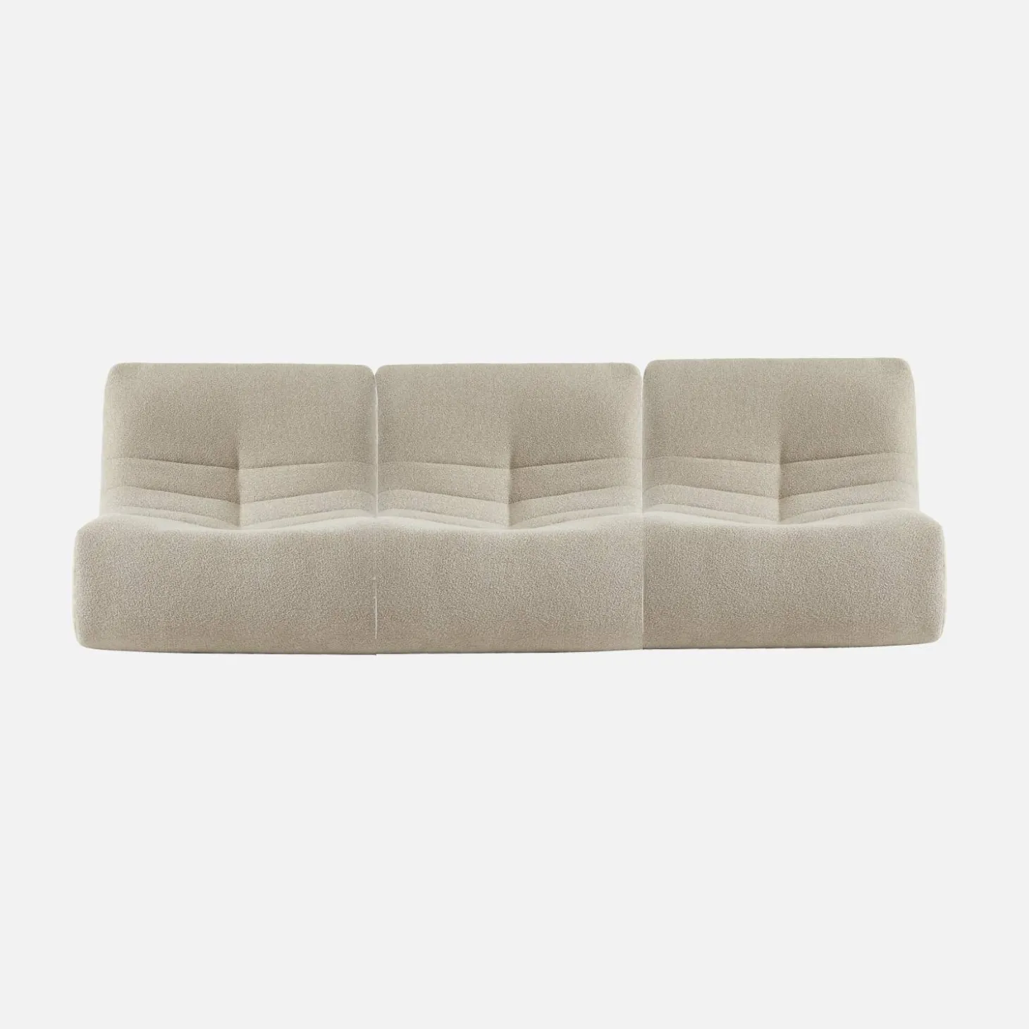 Sofá modular em boucle texturizado de 3 lugares
