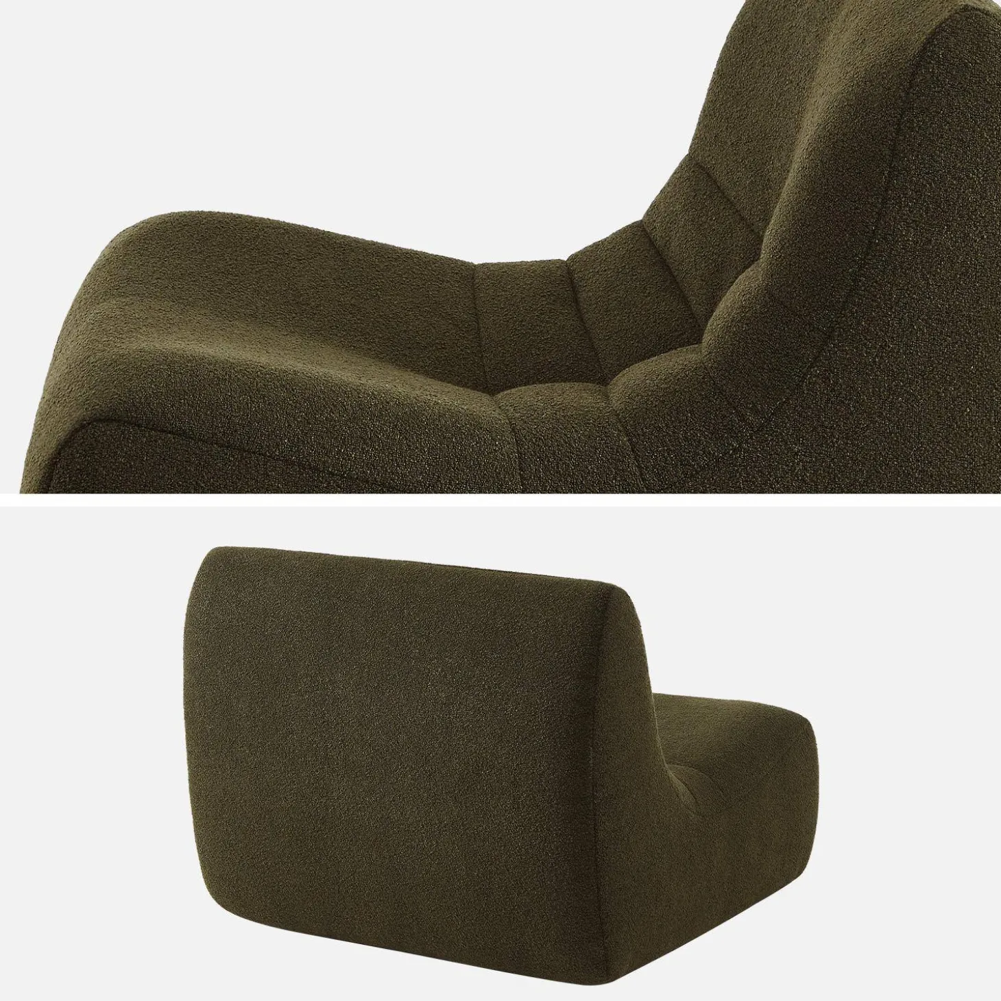 Sofá modular em boucle texturizado de 3 lugares