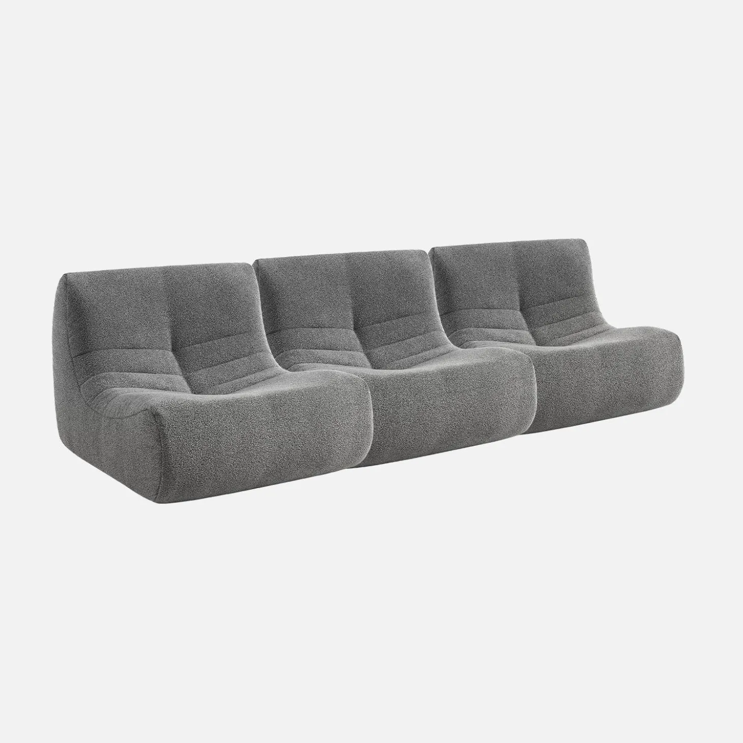 Sofá modular em boucle texturizado de 3 lugares
