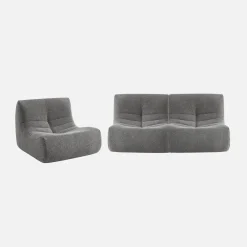 Sofá modular em boucle texturizado de 3 lugares