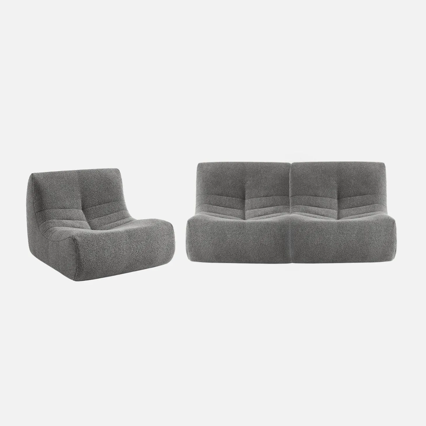 Sofá modular em boucle texturizado de 3 lugares
