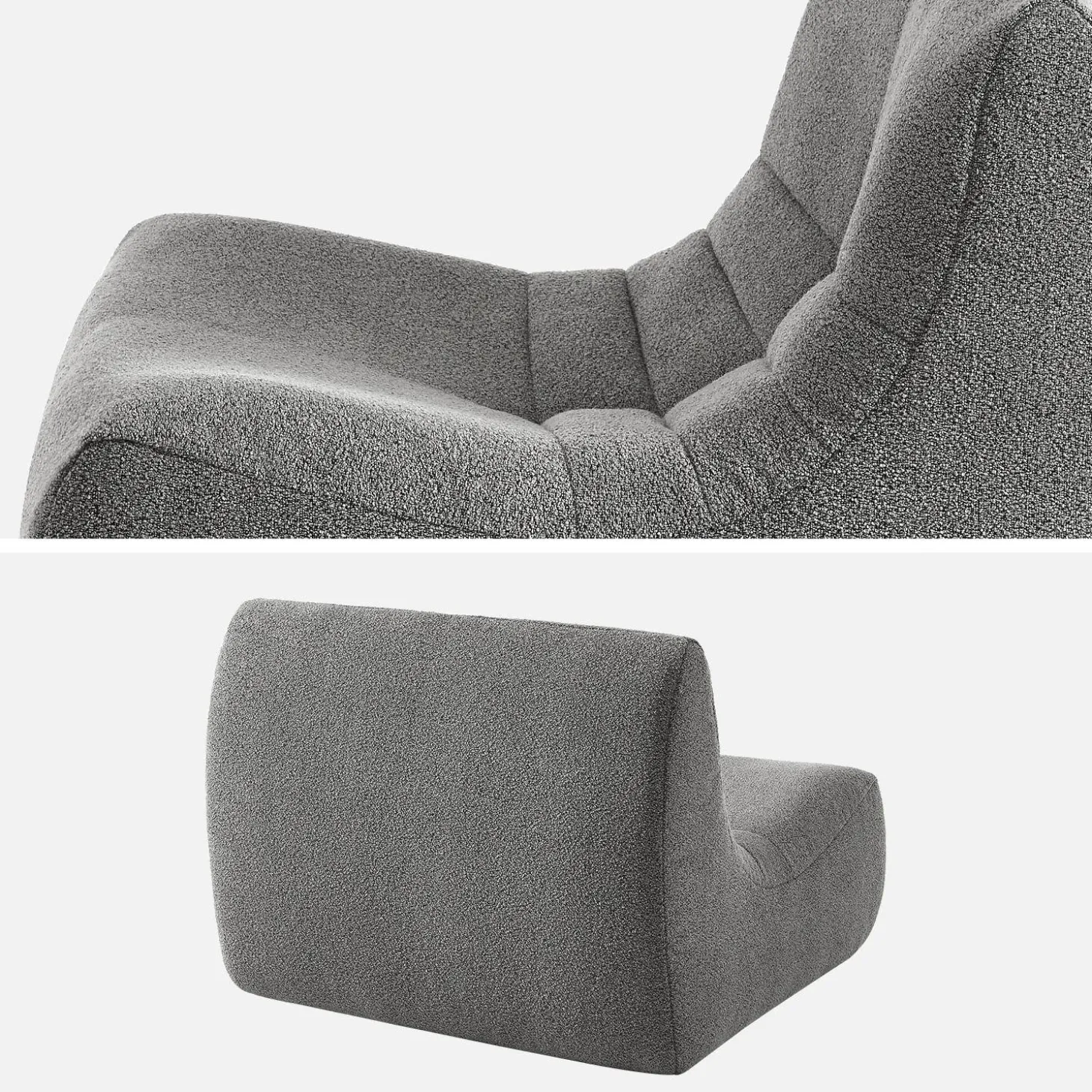 Sofá modular em boucle texturizado de 3 lugares