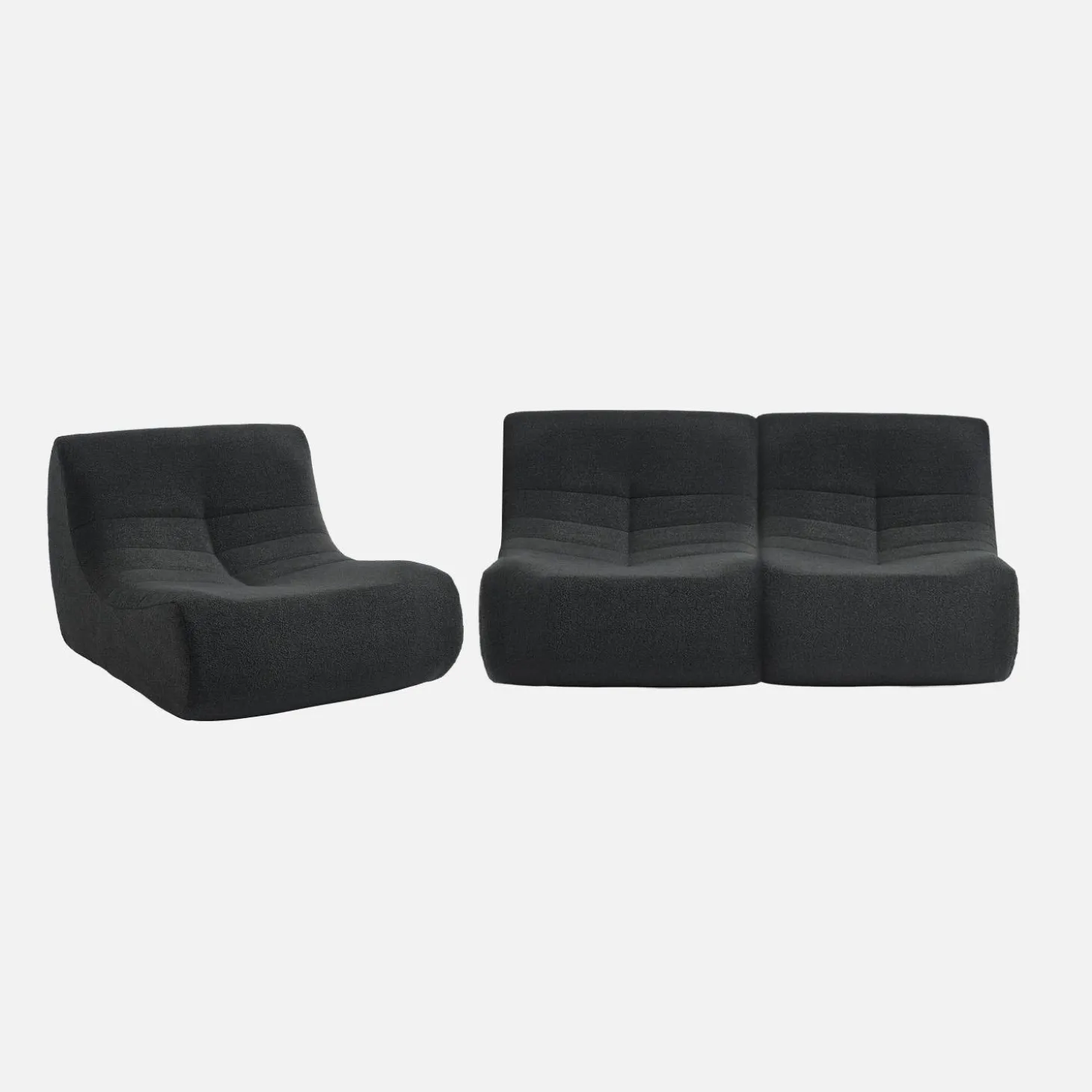 Sofá modular em boucle texturizado de 3 lugares