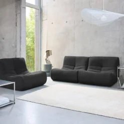 Sofá modular em boucle texturizado de 3 lugares