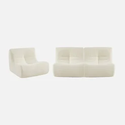 Sofá modular em boucle texturizado de 3 lugares