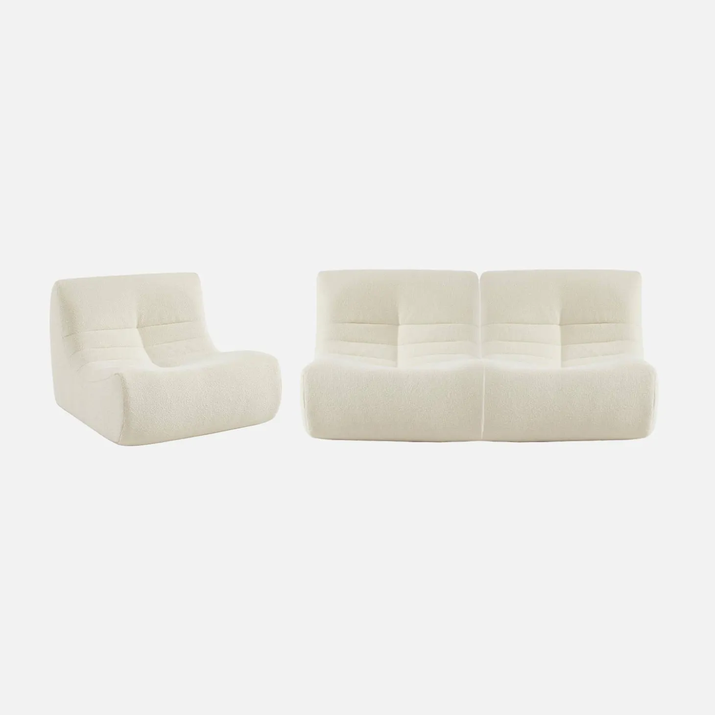 Sofá modular em boucle texturizado de 3 lugares