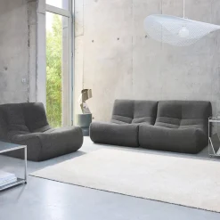 Sofá modular em boucle texturizado de 3 lugares