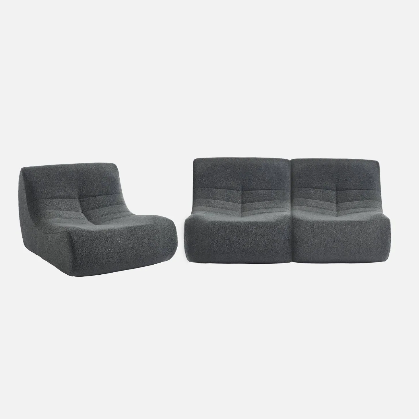 Sofá modular em boucle texturizado de 3 lugares