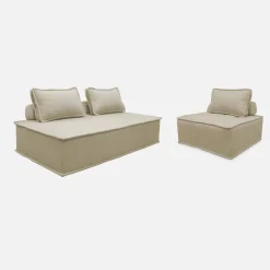 Sofá modular em tecido alcochoado, 3 lugares