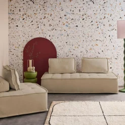 Sofá modular em tecido alcochoado, 3 lugares