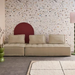 Sofá modular em tecido alcochoado, 3 lugares