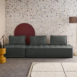Sofá modular em tecido alcochoado, 3 lugares