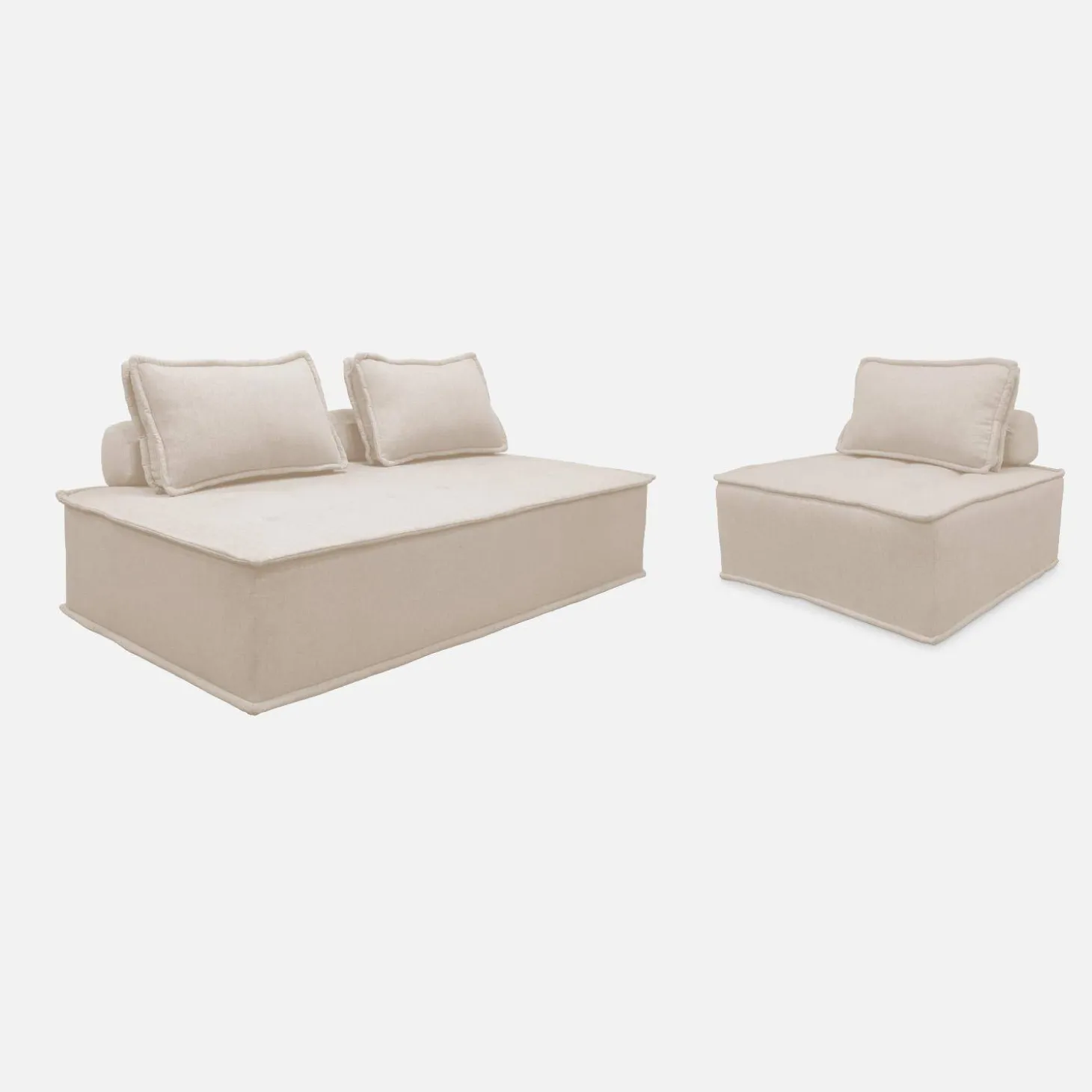 Sofá modular em tecido alcochoado, 3 lugares