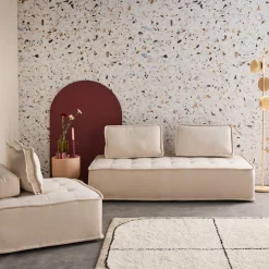 Sofá modular em tecido alcochoado, 3 lugares
