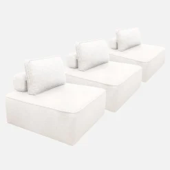 Sofá modular em tecido boucle de 3 lugares