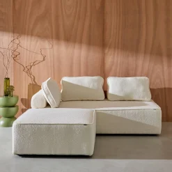 Sofá modular em tecido boucle de 3 lugares