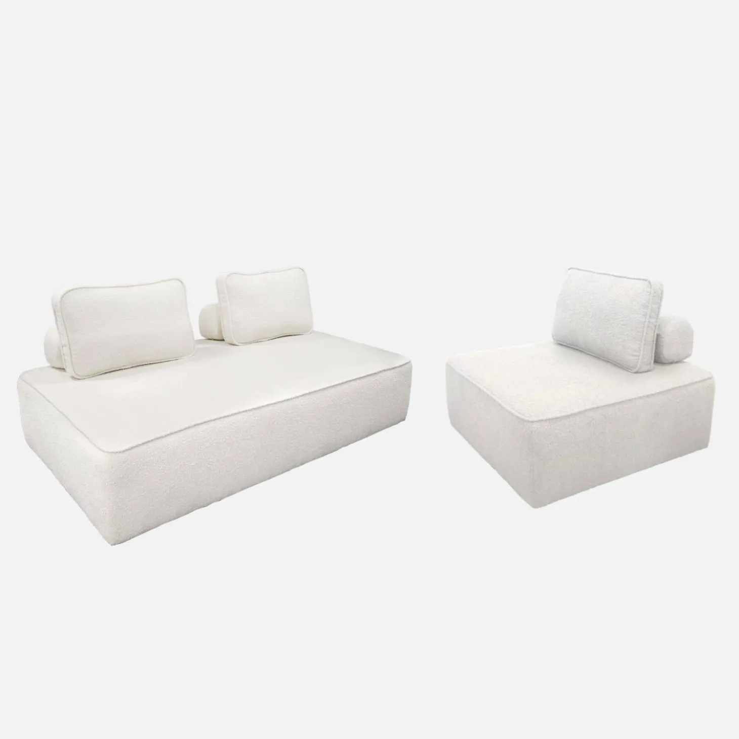 Sofá modular em tecido boucle de 3 lugares