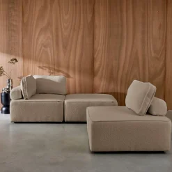Sofá modular em tecido boucle de 3 lugares