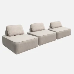 Sofá modular em tecido boucle de 3 lugares