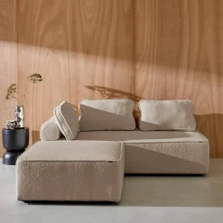 Sofá modular em tecido boucle de 3 lugares